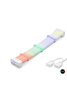 Evimdeyokyok 2X8 Pin Argb Pcie Gpu Güç Uzatma Kablosu Bükülebilir 2 Mm 108 Led Beyaz Nd2813W