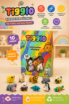 By Kidchen Tigglo 10’lu Sürpriz Mini Hayvan Figür Seti – Renkli Oyuncak | Hareketli Koleksiyonluk Figürler