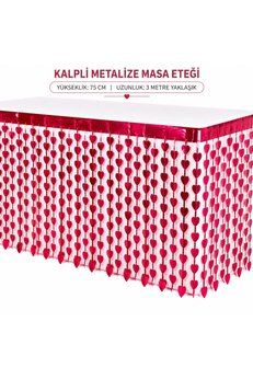 Eco Lounge Kalpli Metalize Masa Eteği Kırmızı 75X300 Cm