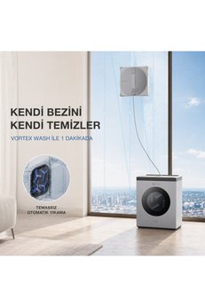 Ecovacs Akıllı Cam Temizleme Robotu Otomatik Bez Yıkamalı Çok İşlevli İstasyon 10.000 Pa Emiş Üçlü Sprey