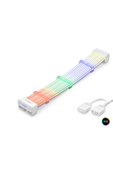 Evimdeyokyok 2X8 Pin Argb Pcie Gpu Güç Uzatma Kablosu Bükülebilir 3 Mm 44 Led Beyaz Nd2802A