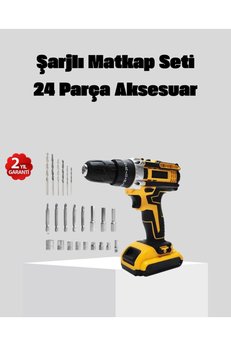 Ethab Giyim 24 Parça Çift Bataryalı Akülü Darbeli Matkap – Güçlü Motor Metal Dişli Le - Glst6753-778