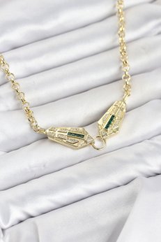 Evimdeyokyok Pirinç Gold Renk Zirkon Taşlı Serenay Kolye Tj-Bko11130