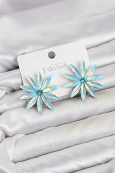 Evimdeyokyok Buz Mavisi Kristal Taşlı Lotus Model Kadın Küpe Tj-Bkp11926