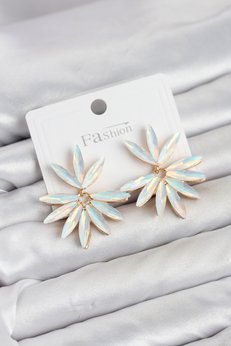 Evimdeyokyok Beyaz Renk Kristal Taşlı Lotus Model Kadın Küpe Tj-Bkp11917