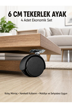 Demrion Decor Trendlia Halı Ve Beton Uyumlu Kilitsiz Mobilya Tekerleği 4’Lü