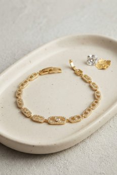 Evimdeyokyok Gold Renk Zirkon Taşlı Messika Model Bileklik Tj-Bb8850