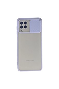 Evimdeyokyok Samsung Galaxy A22 Kılıf Palm Buzlu Kamera Sürgülü Silikon - Lila