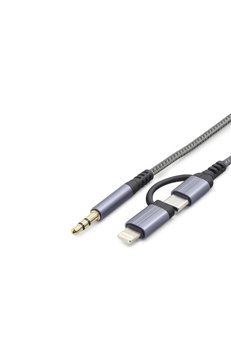 Evimdeyokyok Type-C + Lightning To 3.5 Mm Ses Kablosu - Siyah Gj-027