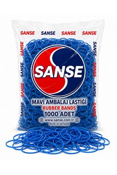 Sanse Mavi Paket Ambalaj Lastiği 40 mm – Para Toka Kırtasiye ve Paketleme Lastiği 1000 Adet