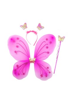 Evimdeyokyok Fuşya Renk Kanadı Tacı Ve Sopası 50X37 Cm