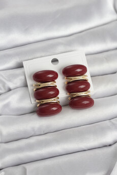 Tj Bordo Vi̇ntage Model Gold Renk Kadın Küpe Tj-Bkp11676