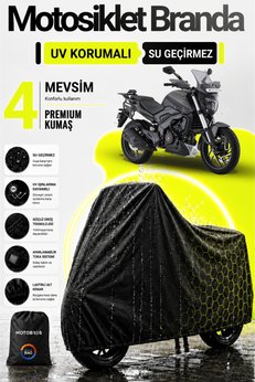 Motobros Motosiklet Branda Bajaj Dominar Siyah Su Geçirmez Dayanıklı Kumaş Ömürlük Kullanım
