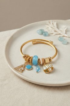 Evimdeyokyok Mavi Deniz Kabuğu Model Gold Renk Charmlı Bileklik Tj-Bb8675