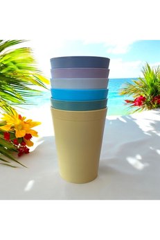 HOLLYHOME 6 Adet Plastik Bardak Renkli Plastik Su Meşrubat Bardağı 300ml 10 x8cm