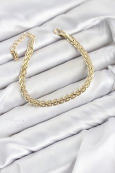 Evimdeyokyok Cm Singapur Zincir Model Gold Renk Pirinç Kadın Bileklik Tj-Bb8593