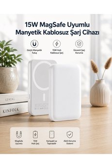 Eco Lounge 15W Magsafe Uyumlu Manyetik Kablosuz Powerbank 5000 Mah