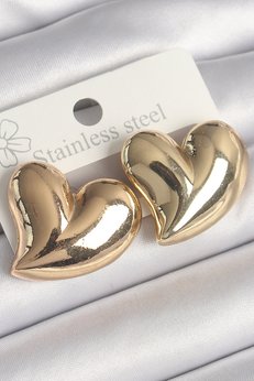Clariss Pirinç Gold Renk Bomba Kalp Model Kadın Küpe