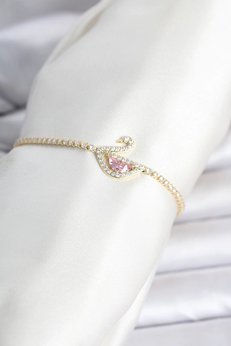 Clari̇ss Pi̇ri̇nç Gold Renk Zi̇rkon Taşlı Swan Model Su Yolu Kadın Bi̇lekli̇k