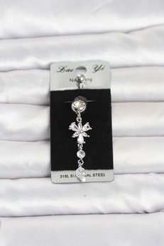 Evimdeyokyok 316L Cerrahi Çelik Sallantılı Zirkon Taşlı Model Göbek Piercing Tj-Pr1410
