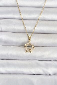 Evimdeyokyok 316L Çelik Zincir Gold Renk Caretta Caretta Model Kadın Kolye Tj-Bko11096