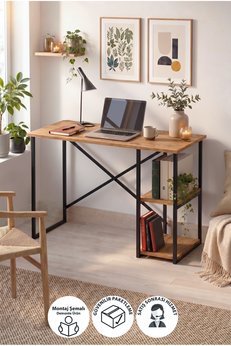 Bofigo 110x50 Cm 2 Raflı Çalışma Masası Bilgisayar Masası Ofis Masası Ders Masası Ümit Çam