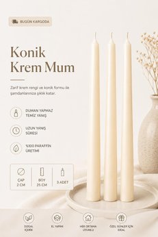 AKSESUAR EVRENİ Lovely Beyaz Kokusuz Dumansız Uzun Süre Yanış 100% Parafin Dekoratif Mum 3'lü Set