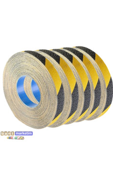 Evimdeyokyok 5 Adet Merdiven Kaydırmaz Kaymaz Bant 25Mm X 25Mt Sarı Siyah