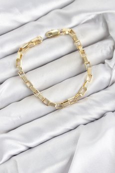 Evimdeyokyok Cm Kare Halka Model Gold Renk Pirinç Kadın Bileklik Tj-Bb8592