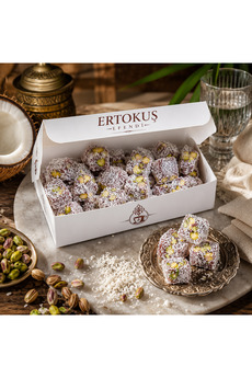 Ertokuş Efendi Isparta Doğal Gül Aromalı Duble Antep Fıstıklı Lokum 250 gr Çifte Kavrulmuş %100 Şeker Pancarı