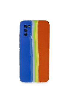 Evimdeyokyok Samsung Galaxy A03S Kılıf Ebruli Lansman Silikon - Mavi-Turuncu