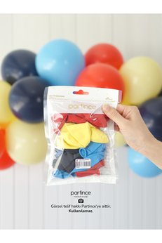 partince 12 Adet Standart Boy 12 inç Mavi Rota Karışım Renk Balonlar