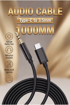 Fibaks Type-C to 3.5mm Jack Aux Ses Kablosu Mikrofon Destekli Yüksek Kalite Araç Ses Aktarım Dönüştürücü