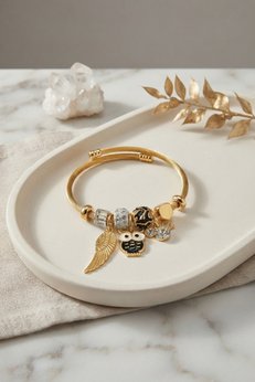 Evimdeyokyok Siyah Baykuş Model Gold Renk Charmlı Bileklik Tj-Bb8683