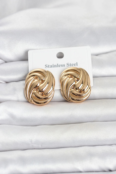 Clariss 316L Çelik Gold Renk Motif Desen Model Kadın Küpe