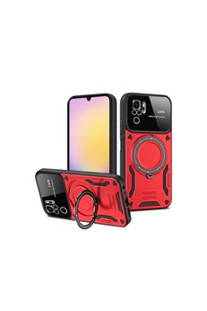 Evimdeyokyok Xiaomi Redmi Note 10S Kılıf Joy Lens Standlı Kapak - Kırmızı