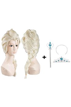 Evimdeyokyok Örgülü Karlar Ülkesi Frozen Elsa Peruğu Tacı Ve Sopası Çocuk Boy