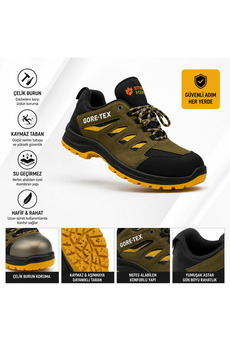 Stone Foot İş Güvenliği Ayakkabısı Gore Tex Çift Yoğunluklu Taban Anti-Slip Kaymaz Şok Emici Süet İş Güvenlik Ayakkabısı