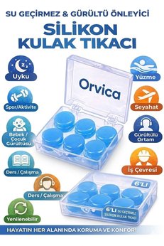 ORVİCA 6'lı Gürültü Önleyici Su Geçirmez Silikon Kulak Tıkacı Burun Tıkayıcı