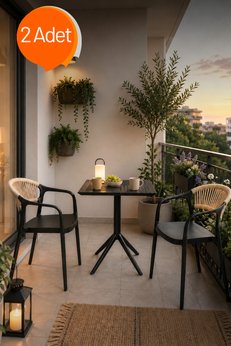 RETRO ART Sole 2 adet İpli Sandalye – Balkon Bahçe Kafe Proje Sandalyesi Polipropilen Dış Mekan Sandalyesi
