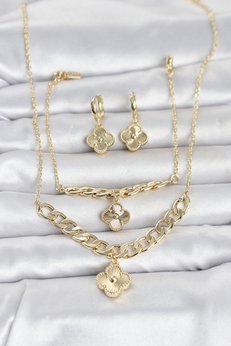 Evimdeyokyok Gold Renk Pirinç Kolye Bileklik Ve Küpe Seti Tj-Bko11063