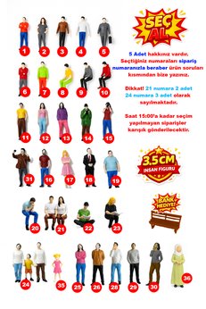 Friday Home Hediyeli 5 Adet Maket Insan Teraryum ve Minyatür Müze için Figür - Renkli - 1/50 Ölçekli 1:50 3 5cm