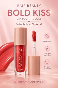 RAİR BEAUTY Bold Kiss Dudak Dolgunlaştırıcı Parlatıcı – Işıltılı Lip Gloss Kırmızı