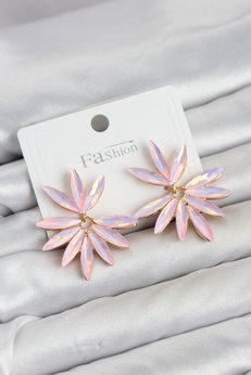 Evimdeyokyok Pembe Renk Kristal Taşlı Lotus Model Kadın Küpe Tj-Bkp11915