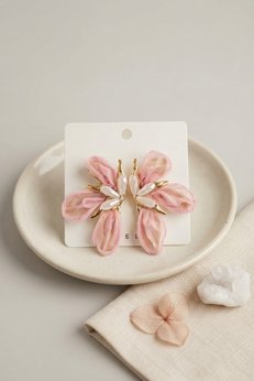 Evimdeyokyok Pembe Renk Orkide Model Organze Küpe Tj-Bkp11988
