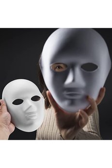 Evimdeyokyok Beyaz Renk Boyanabilir Anonim Tam Yüz Cosplay Maske 24X18 Cm