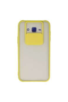 Evimdeyokyok Samsung Galaxy J7 Kılıf Palm Buzlu Kamera Sürgülü Silikon - Sarı