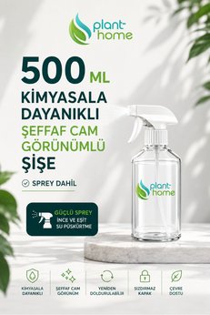 plant-home 00 ML Sprey Şişe - Kimyasala Dayanıklı Şeffaf Cam Görünümlü Boş Sprey Şişesi | Bitki Sulama Temizlik ve Dezenfektan Kullanımı