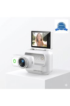 Evimdeyokyok 1080P Dijital Video Kamera (32Gb) Kart Dijital Vlog Fotoğraf Makinesi Türkçe Beyaz