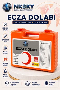 NKSKY Premium Ecza Dolabı Duvara Monte İlk Yardım Çantası İş Yeri Ofis Araç Ev İçin İlk Yardım Seti
